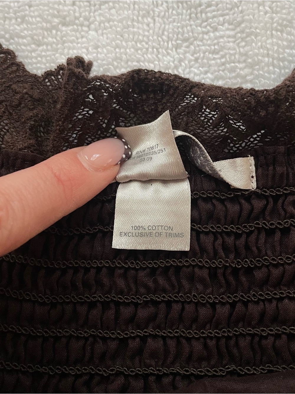 90's Vintage Victoria's Secret Brown lace trim maxi cotton dress - Picture 8 of 9
